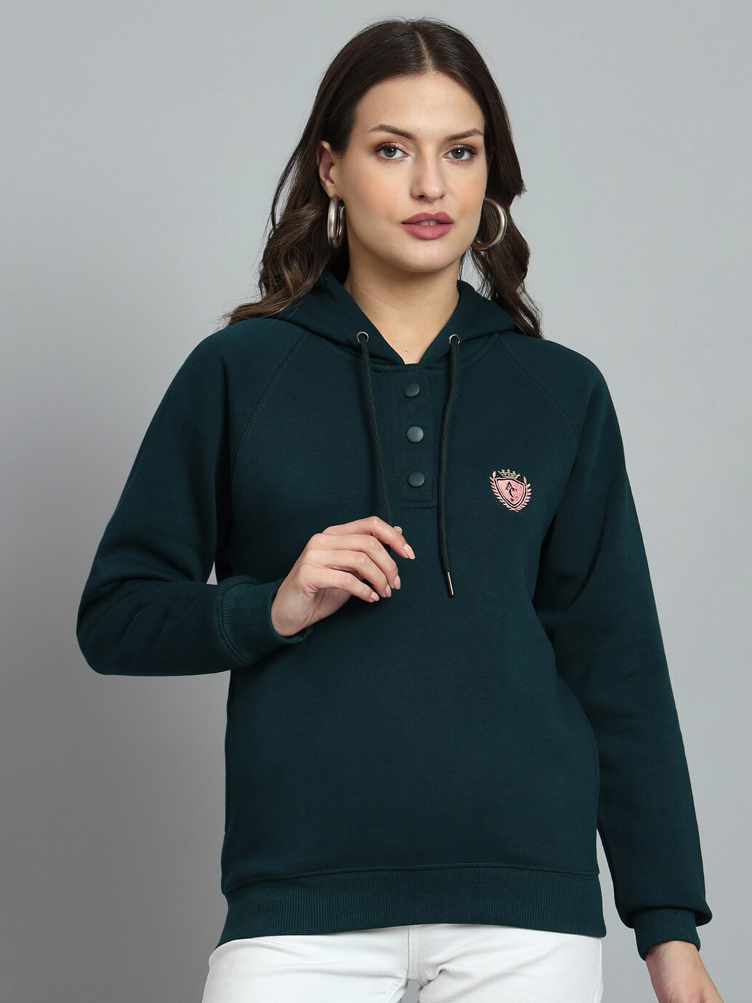 

ANTI CULTURE Hooded Long Sleeves Sweatshirt, Teal