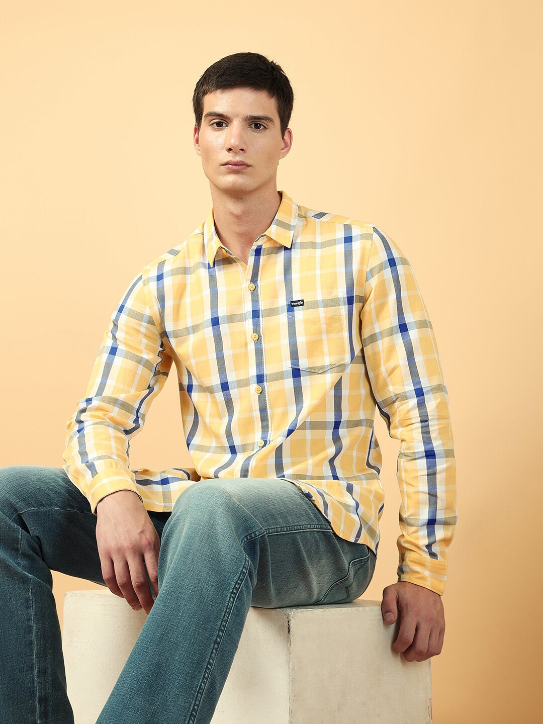

Wrangler Tartan Checked Cotton Casual Shirt, Yellow