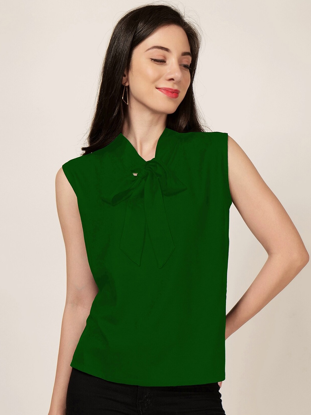 

PATRORNA Tie-Up Neck Sleeveless Top, Green