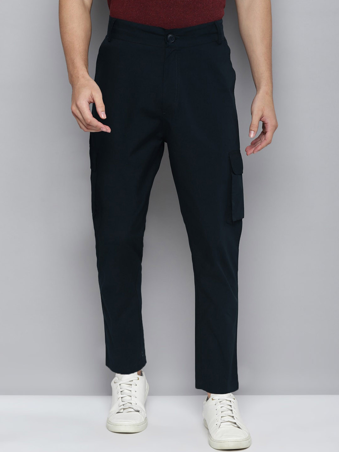 

Kook N Keech Men Mid Rise Cotton Cargo, Navy blue
