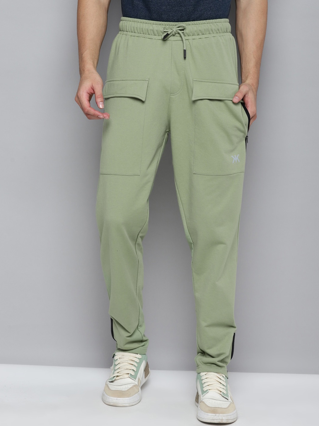 

Kook N Keech Men Mid Rise Soft Functional Cargo Cotton Joggers, Sea green