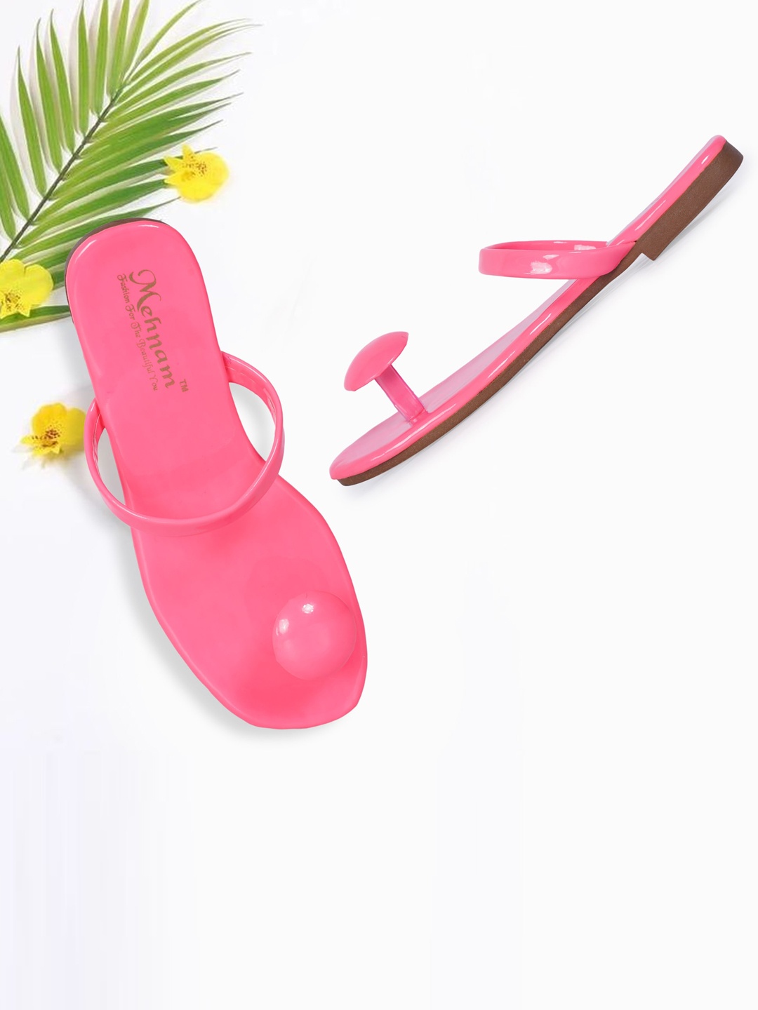 

MEHNAM Embellished One Toe Flats, Pink