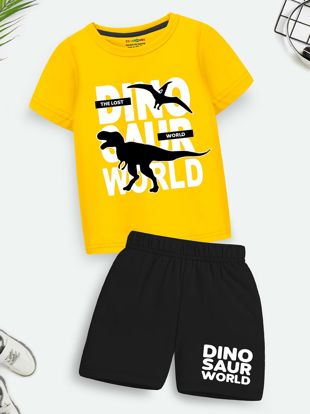 

Trampoline Kids Printed T-shirt with Shorts, Yellow