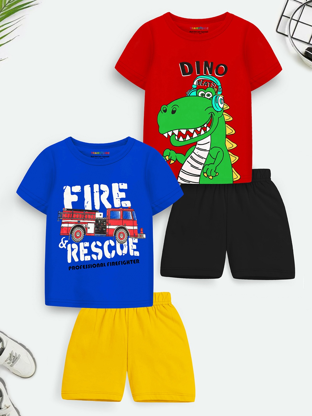 

Trampoline Kids Pack of 2 Printed T-shirt with Shorts, Red