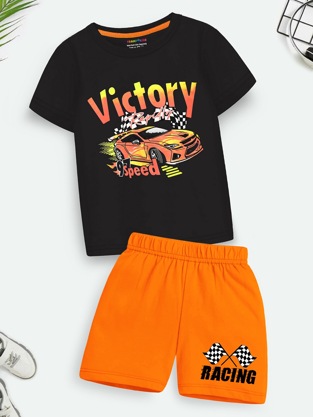 

Trampoline Kids Printed T-shirt with Shorts, Orange