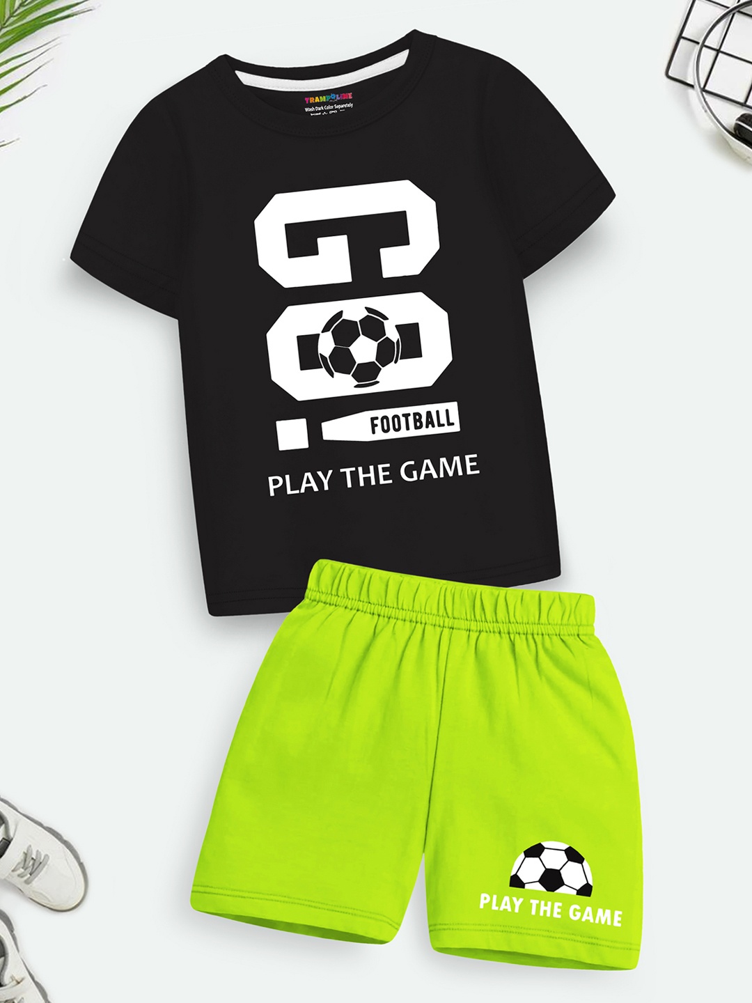 

Trampoline Kids Printed T-shirt with Shorts, Black