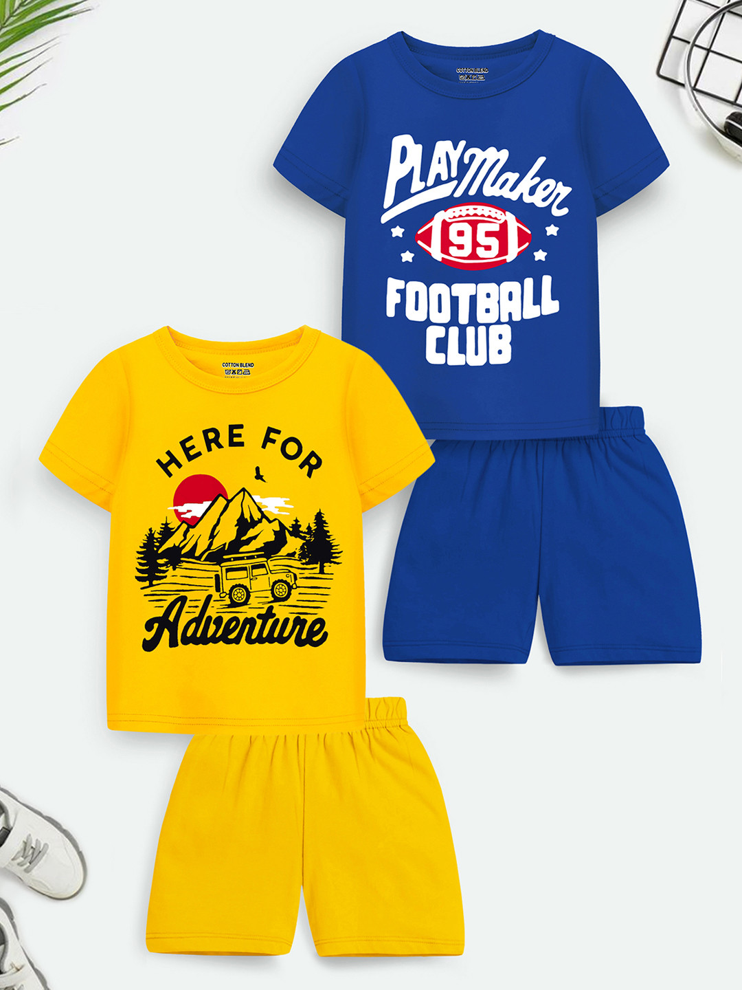 

Trampoline Kids Pack Of 2 Printed T-shirt with Shorts, Yellow
