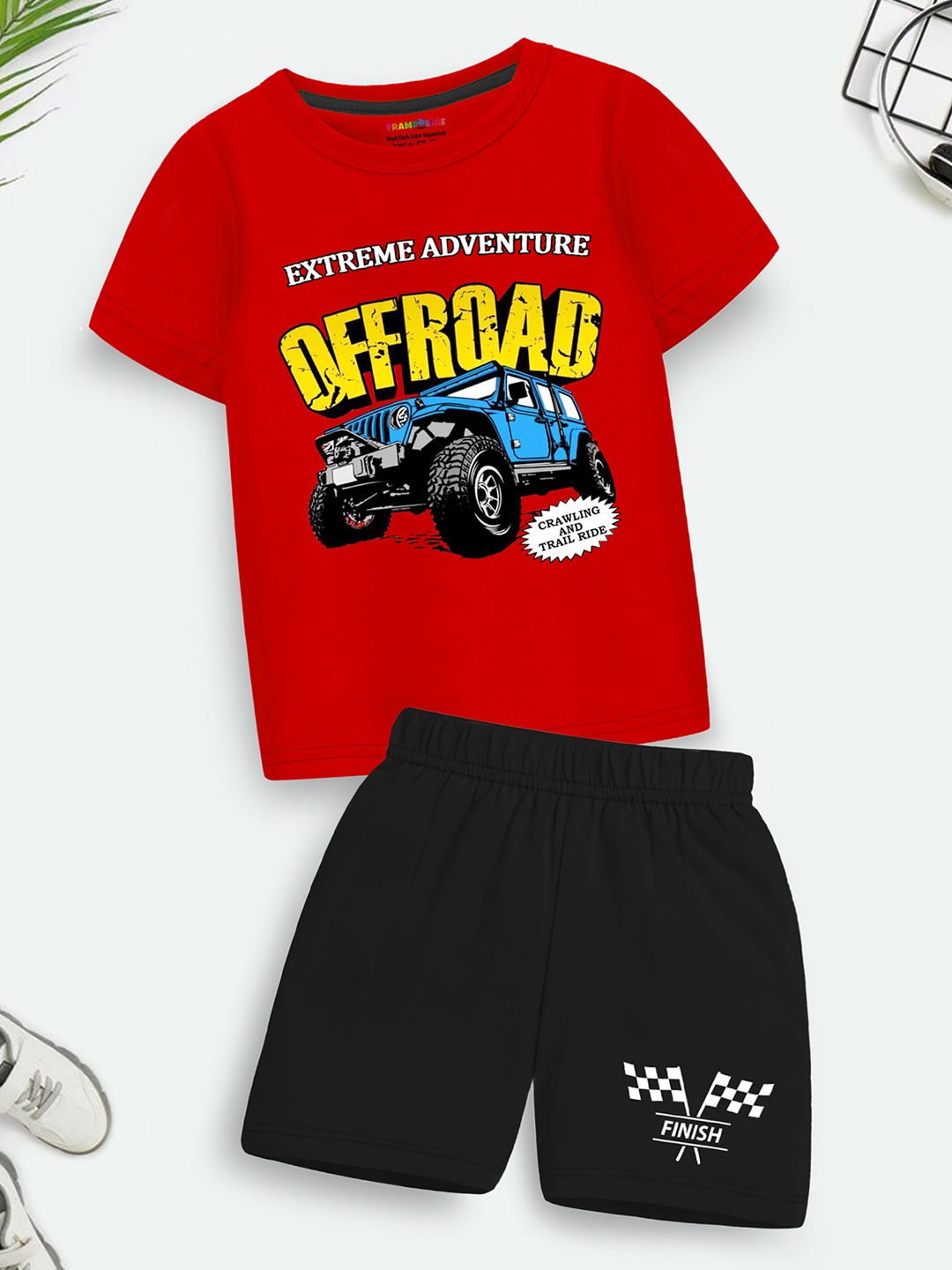 

Trampoline Kids Printed T-shirt with Shorts, Red