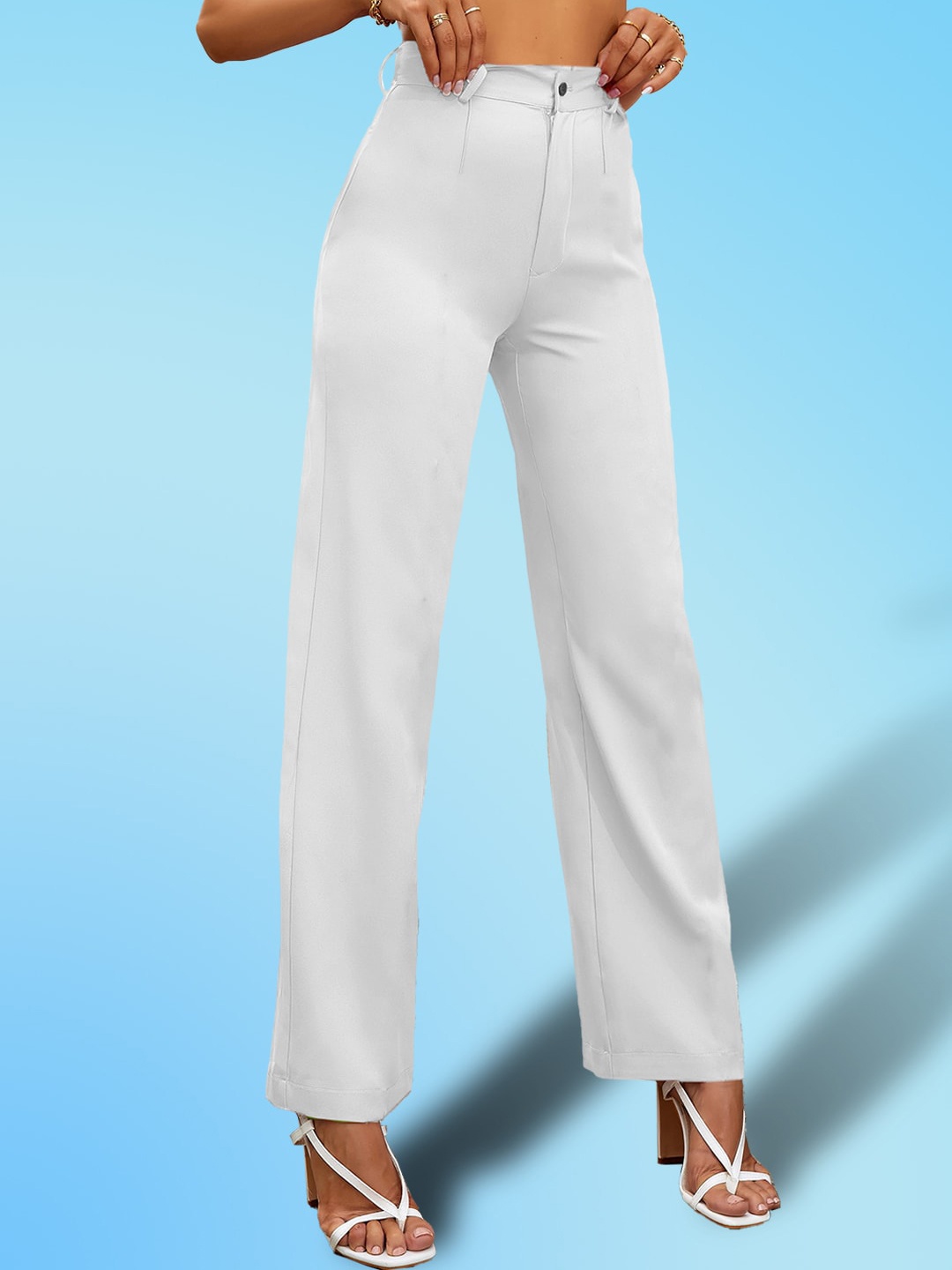 

LEE TEX Women Relaxed Straight Leg High-Rise Trousers, White