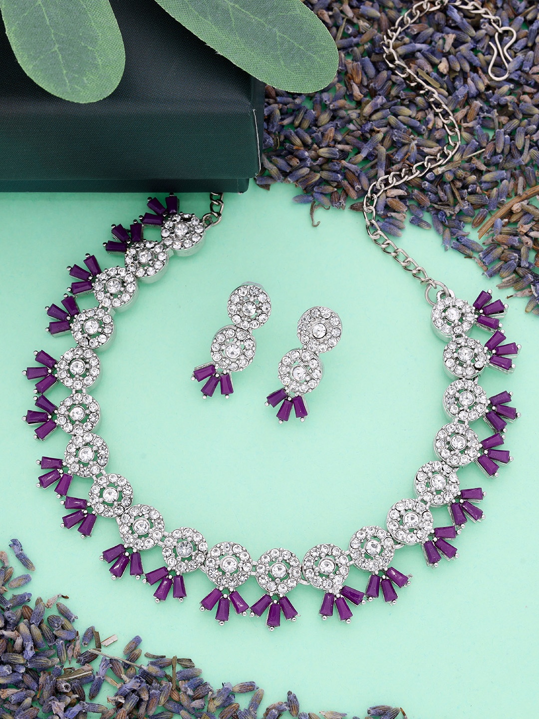 

Brado Jewellery Silver-Plated AD-Studded Jewellery Set