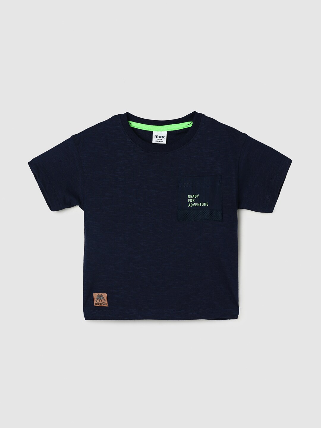 

max Boys Round Neck Pure Cotton T-shirt, Navy blue