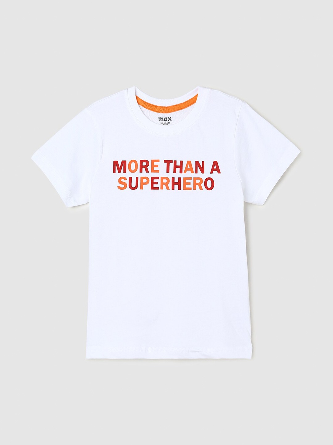 

max Boys Typography Printed Pure Cotton T-shirt, White