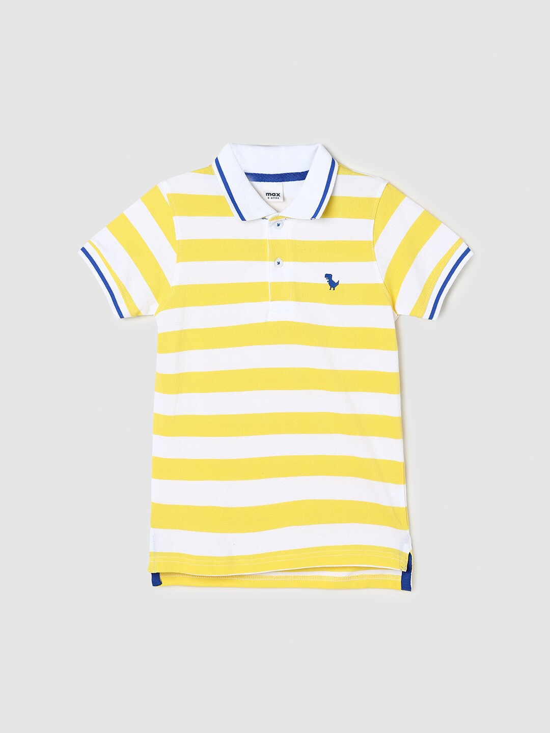 

max Boys Striped Pure Cotton T-shirt, White
