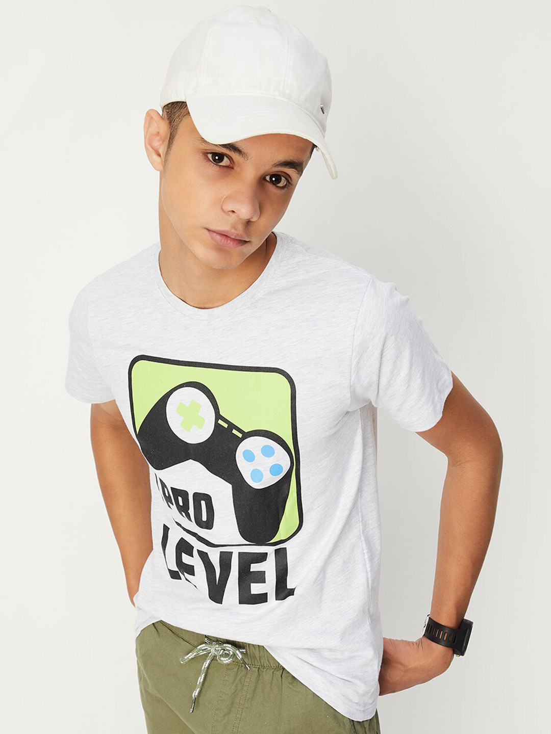 

max Boys Graphic Printed Pure Cotton T-shirt, White