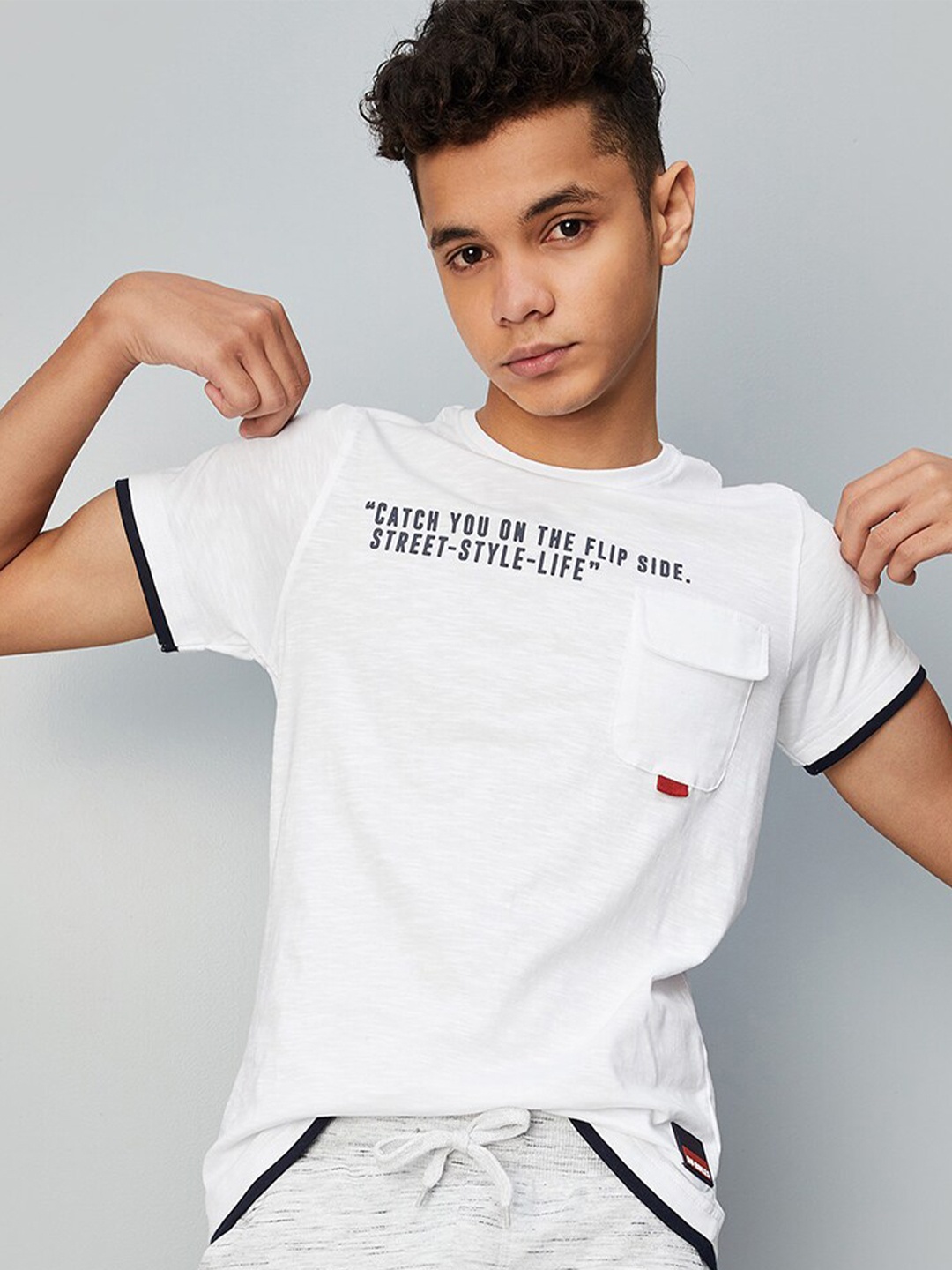 

max Boys Typography Printed Pure Cotton T-shirt, White