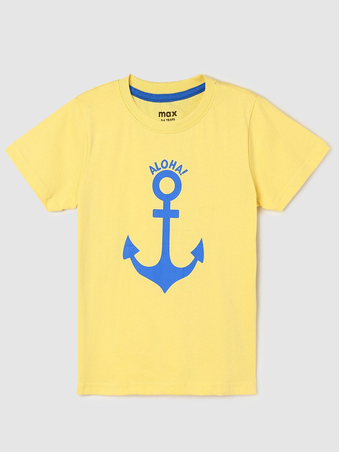 

max Boys Graphic Printed Pure Cotton T-shirt, Yellow