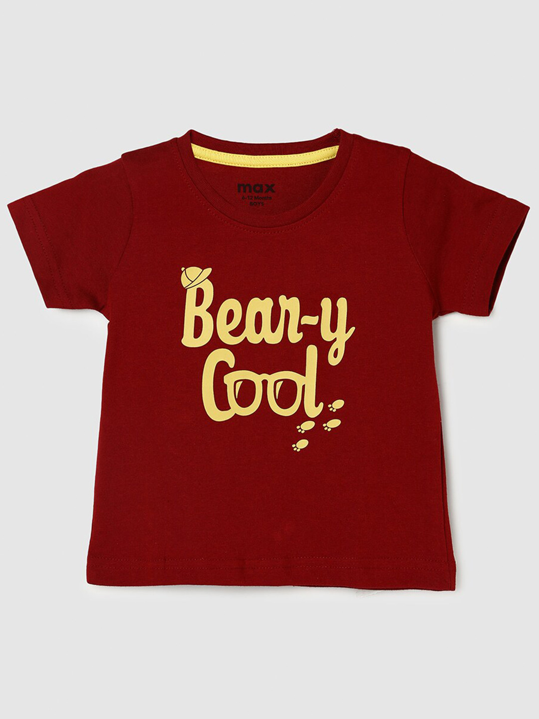 

max Boys Typography Printed Pure Cotton T-Shirt, Maroon