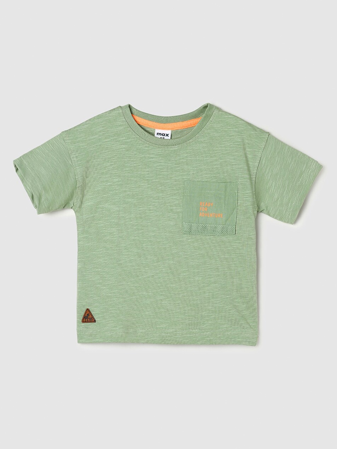 

max Boys Round Neck Pure Cotton T-shirt, Green