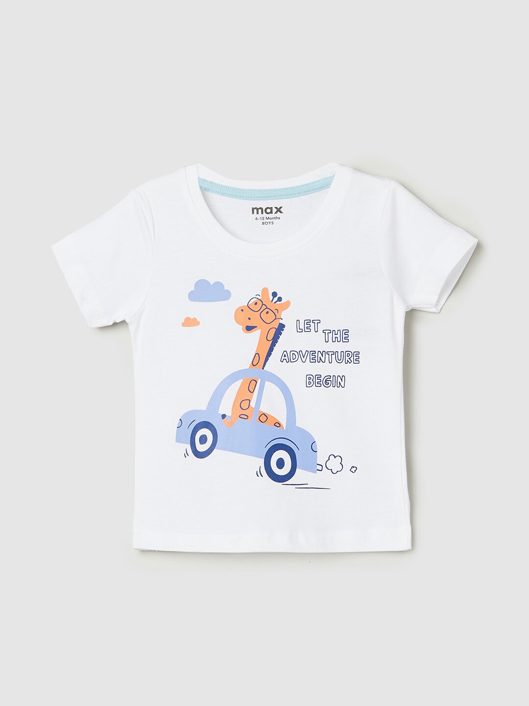 

max Boys Graphic Printed Cotton T-shirt, White