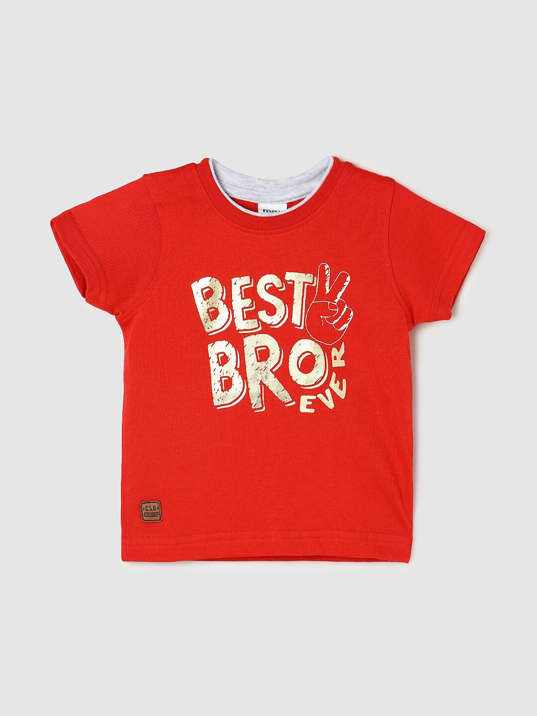 

max Boys Typography Printed Pure Cotton T-Shirt, Red