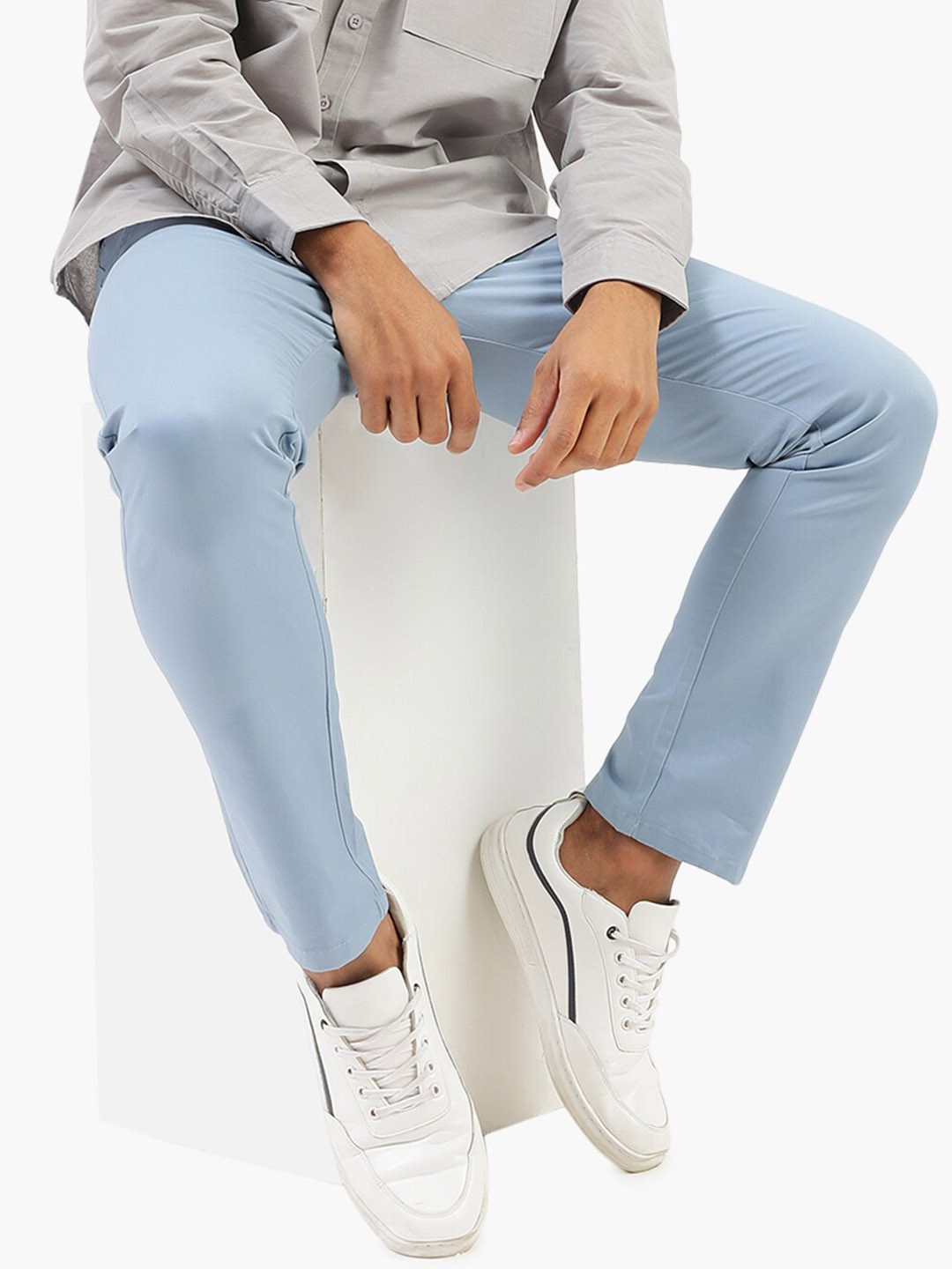 

Virgio Men Slim Fit Chinos Trousers, Grey