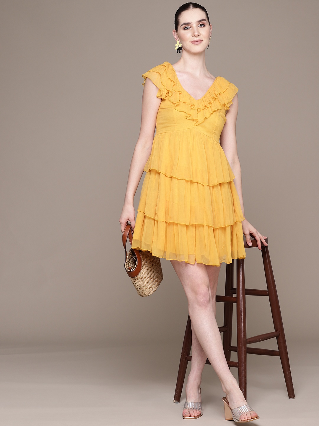 

Label Ritu Kumar Layered Chiffon A-Line Dress, Yellow