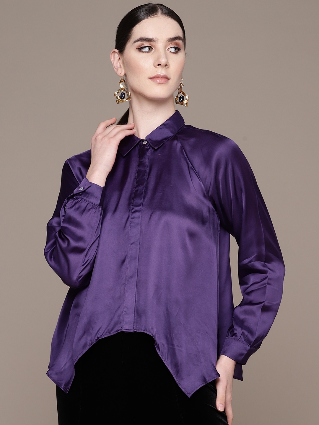 

Label Ritu Kumar Women Relaxed Opaque Casual Shirt, Purple