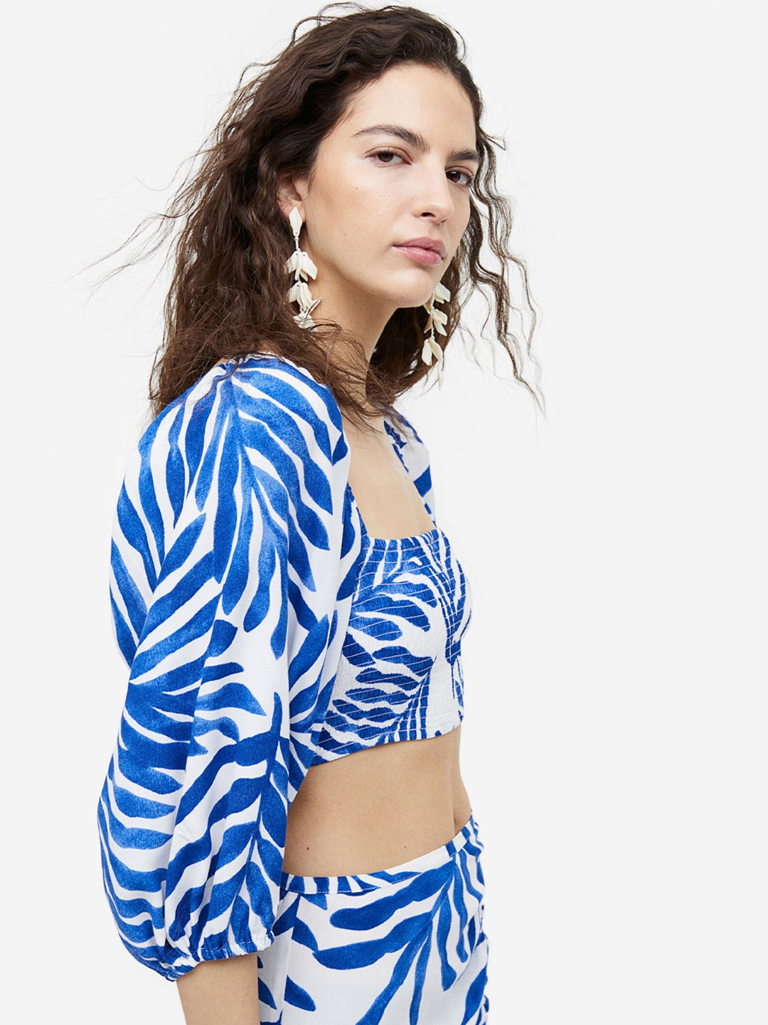 

H&M Cropped Blouse, Blue