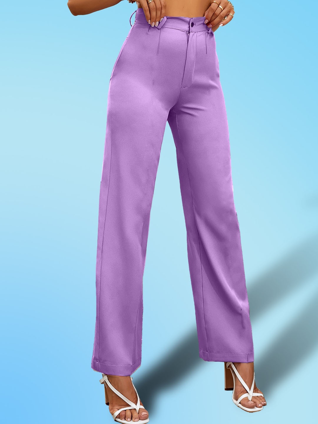 

LEE TEX Women Lavender Relaxed Straight Leg High-Rise Trousers