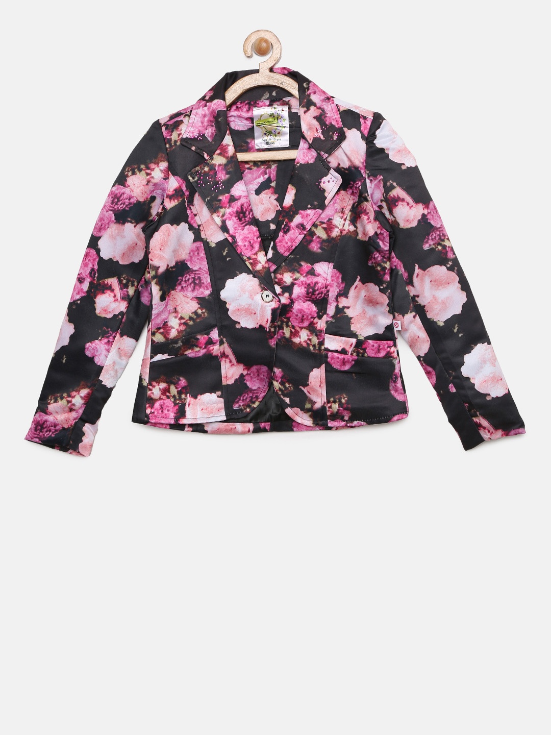

Peppermint Black Floral Print Coat