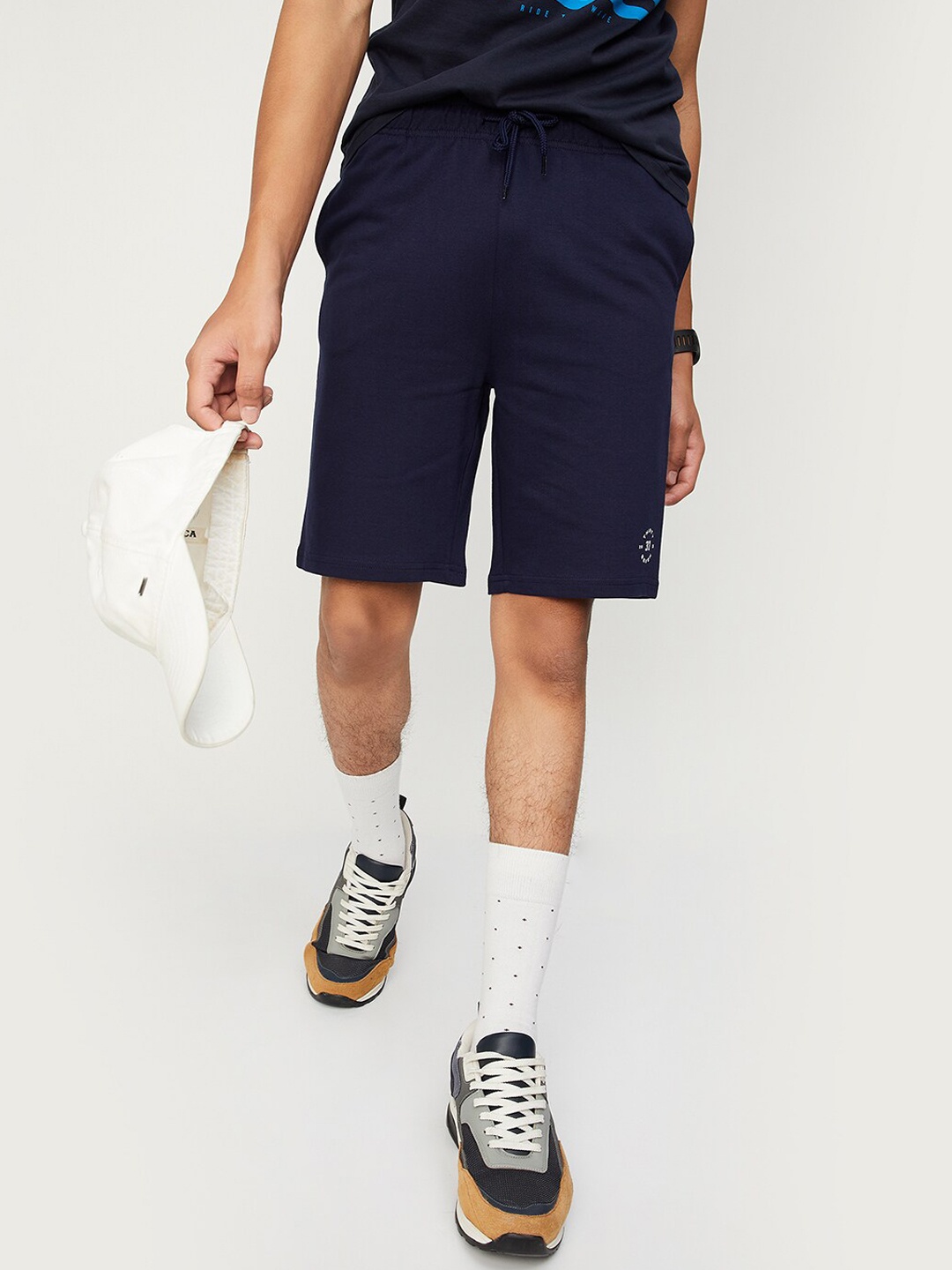 

max Boys Mid-RIse Pure Cotton Shorts, Blue