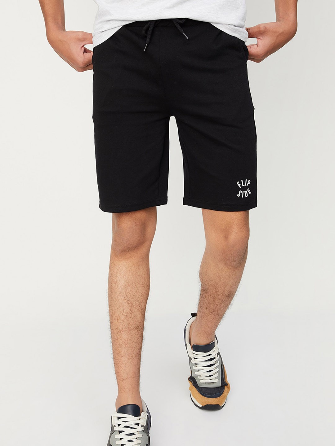 

max Boys Mid-Rise Pure Cotton Shorts, Black