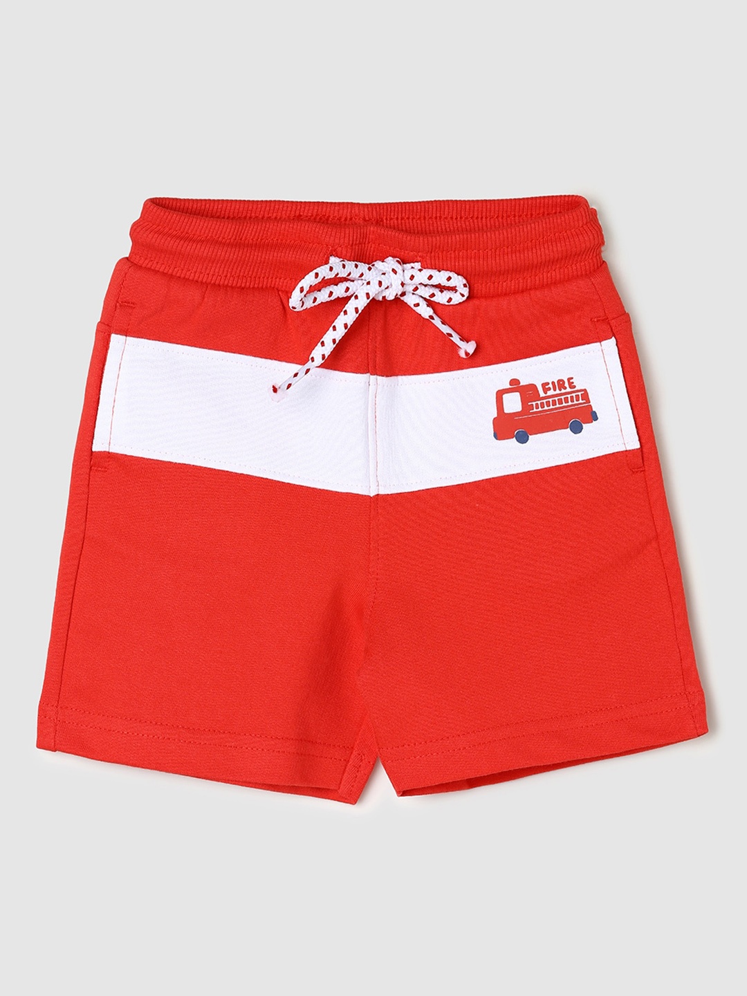 

max Infants Boys Colourblocked Pure Cotton Shorts, Red