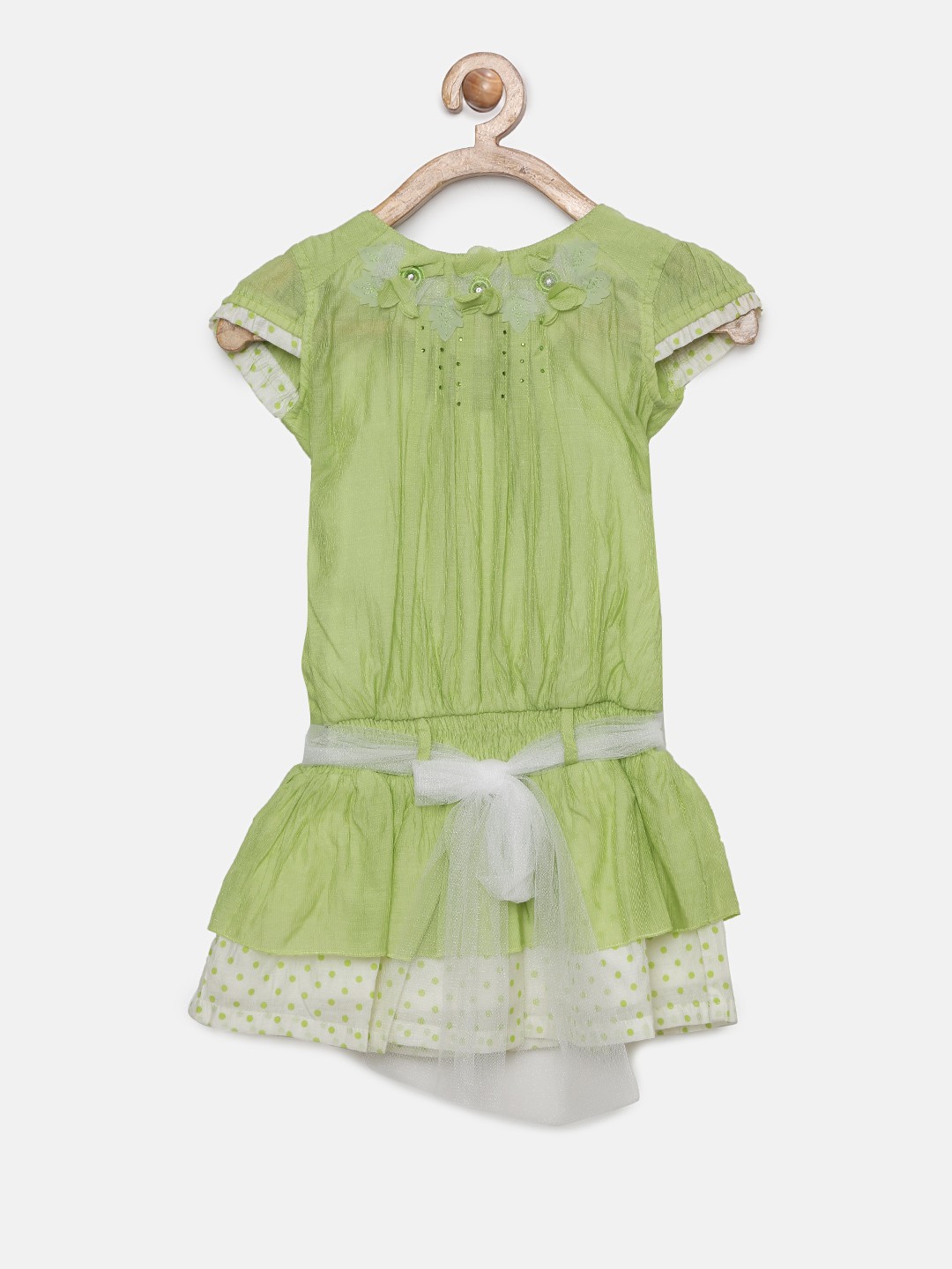 

Peppermint Girls Green Solid Drop-Waist Dress