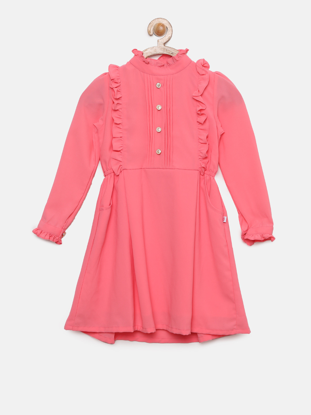

Peppermint Girls Peach-Coloured Solid Fit and Flare Dress