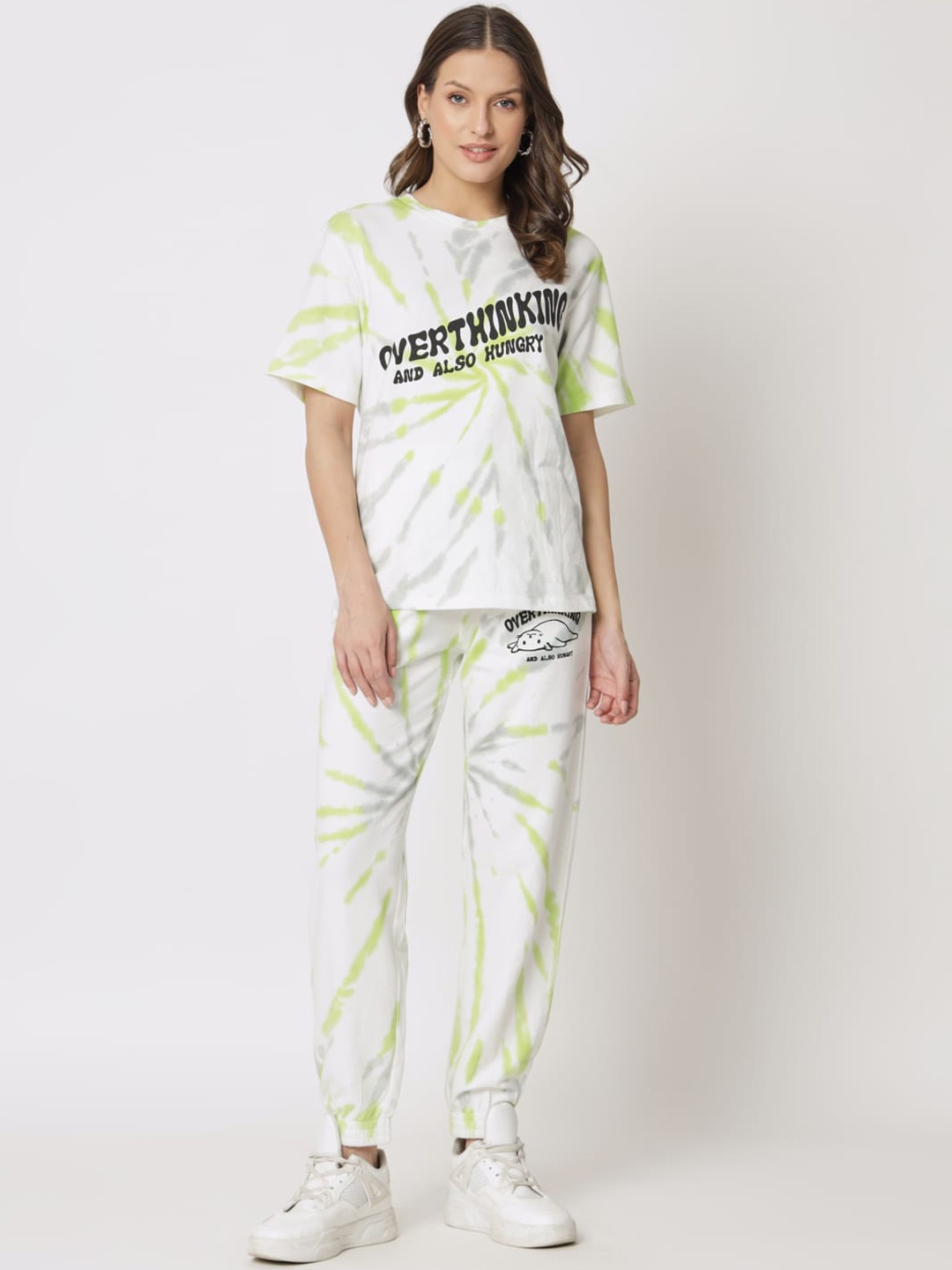 

VividArtsy Tie & Dyed T-Shirt With Joggers, White