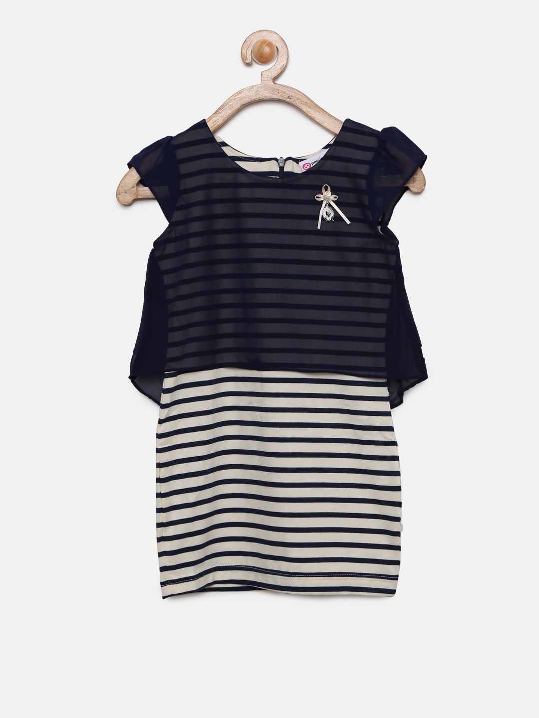 

Peppermint Girls Navy Blue & White Striped Bodycon Dress