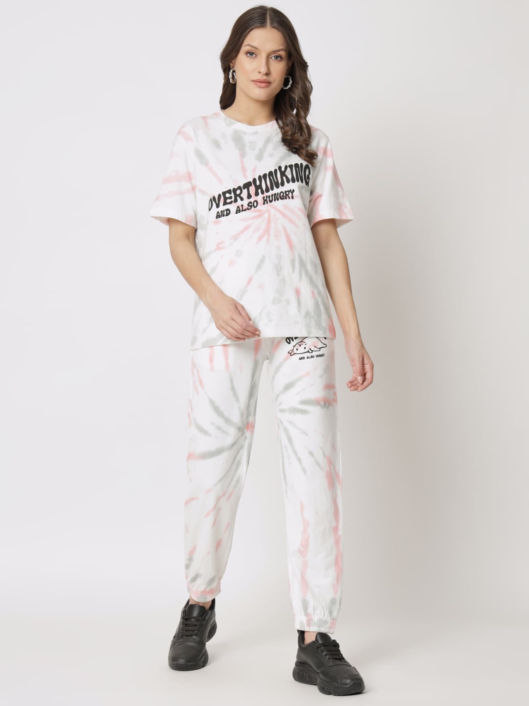 

VividArtsy Tie & Dyed T-Shirt With Joggers, Pink