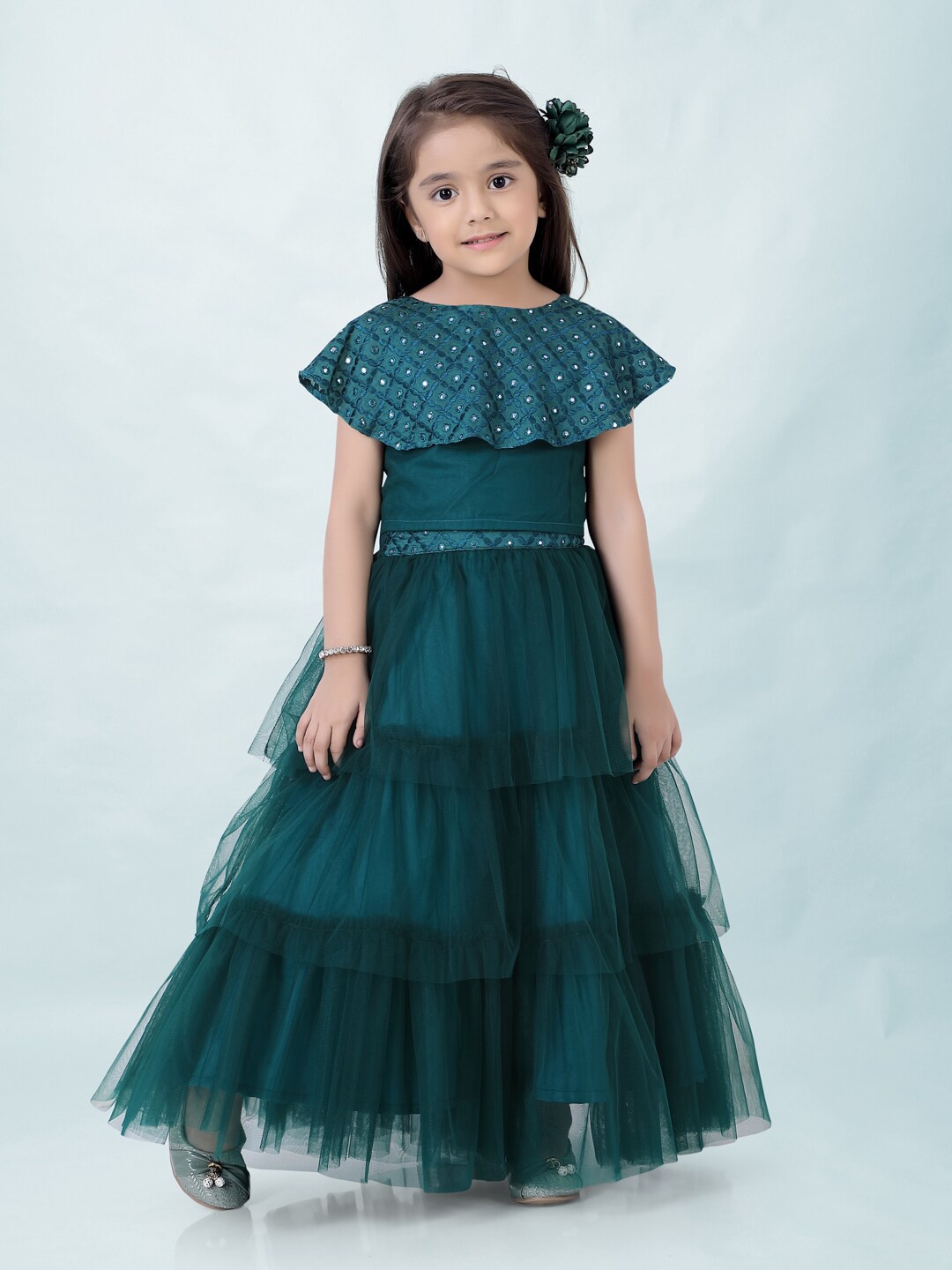 

Lil Peacock Girls Embellished Ready to Wear Lehenga & Choli, Green