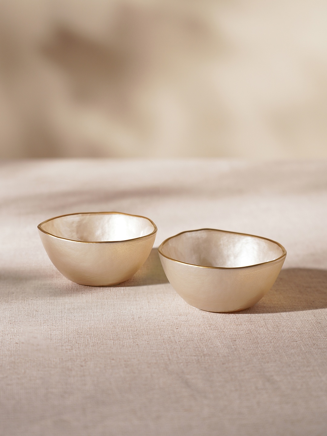 

Pure Home and Living Beige 2 Pieces Glass Matte Bowls