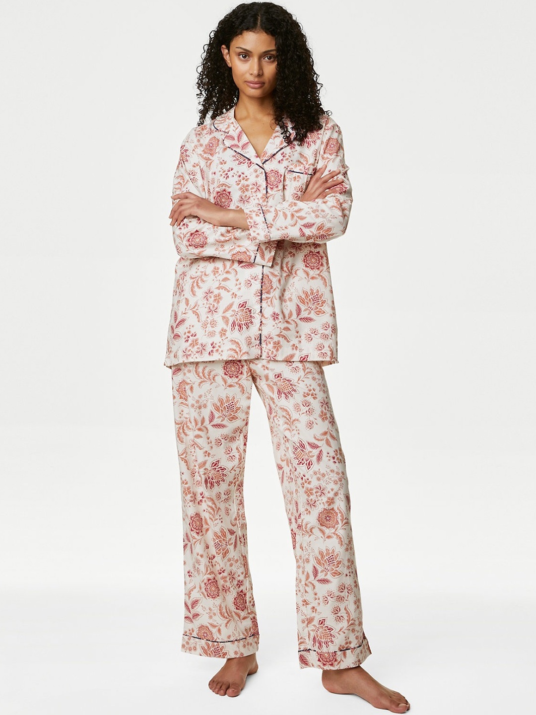 

Marks & Spencer Pure Cotton Printed Night Suit, Pink