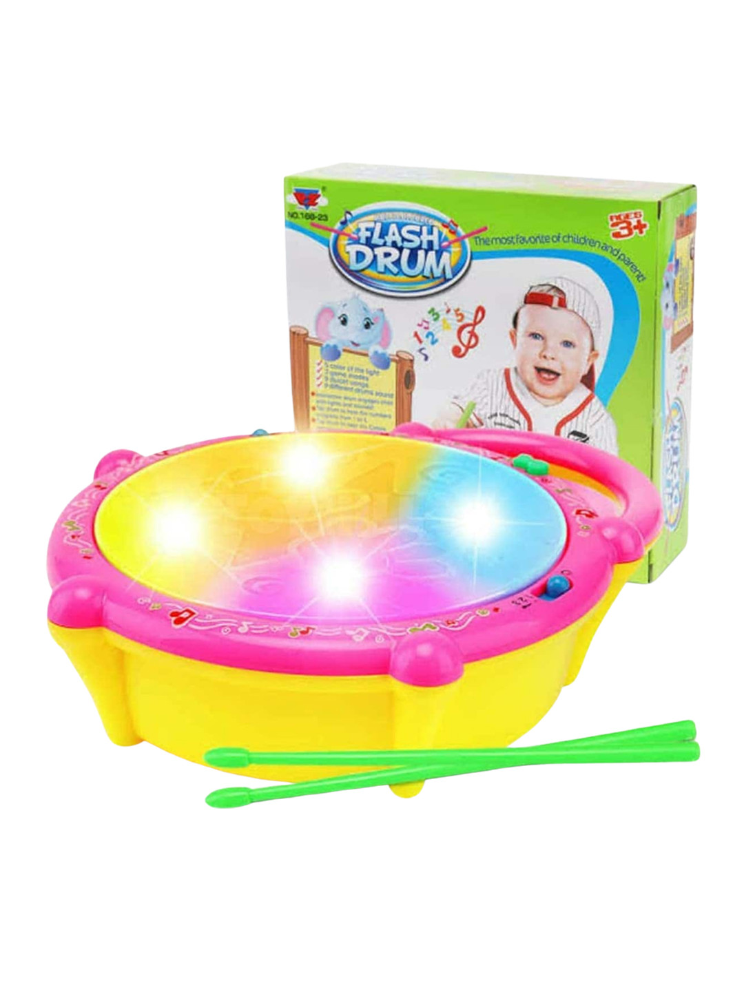 

PLANET of Toys Kids Flash Drum Toy With 3D Lights, Pink