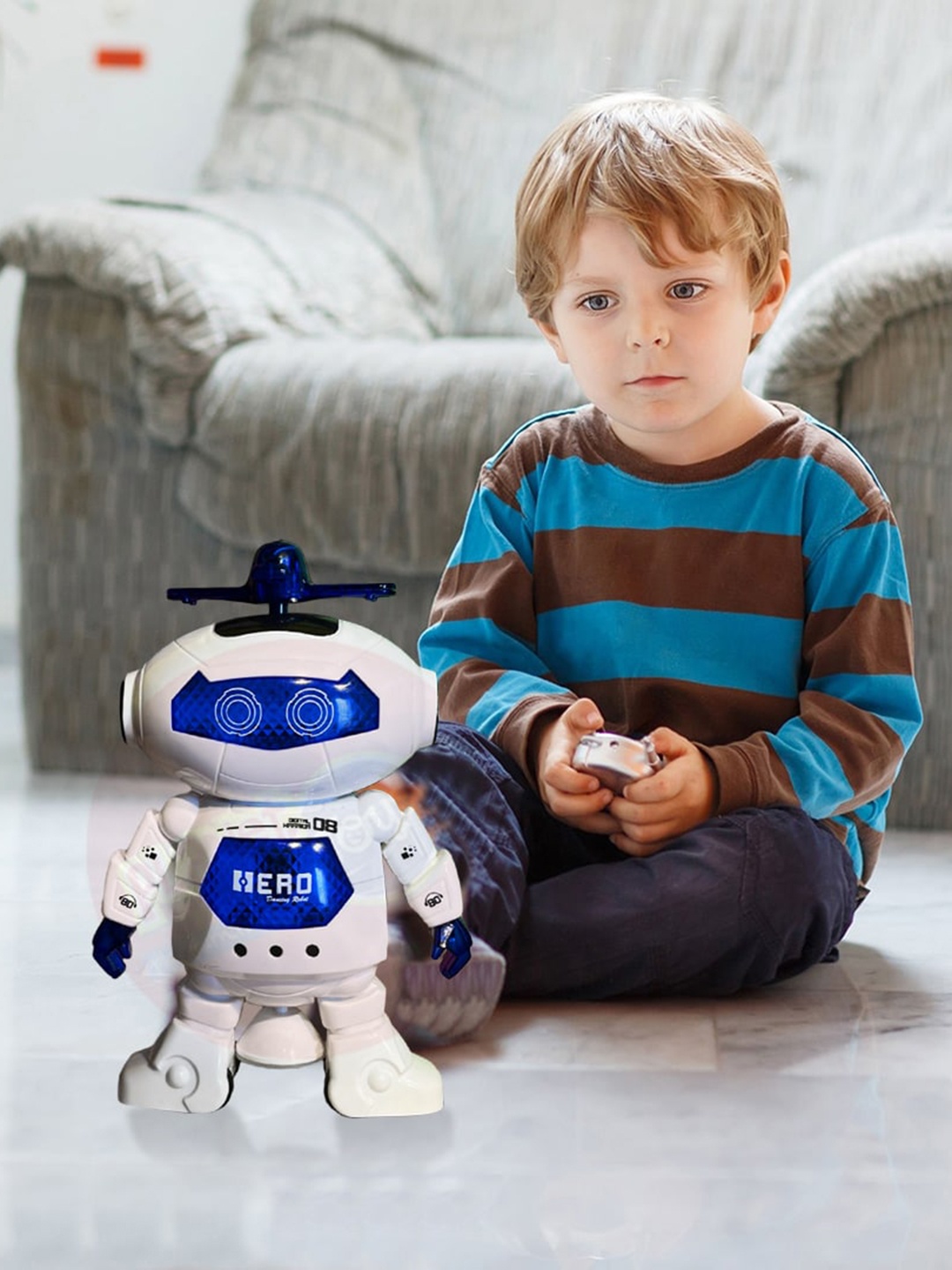 

PLANET of Toys Kids 360 Rotation Scratch Resistant Dancing Robot with Music, White