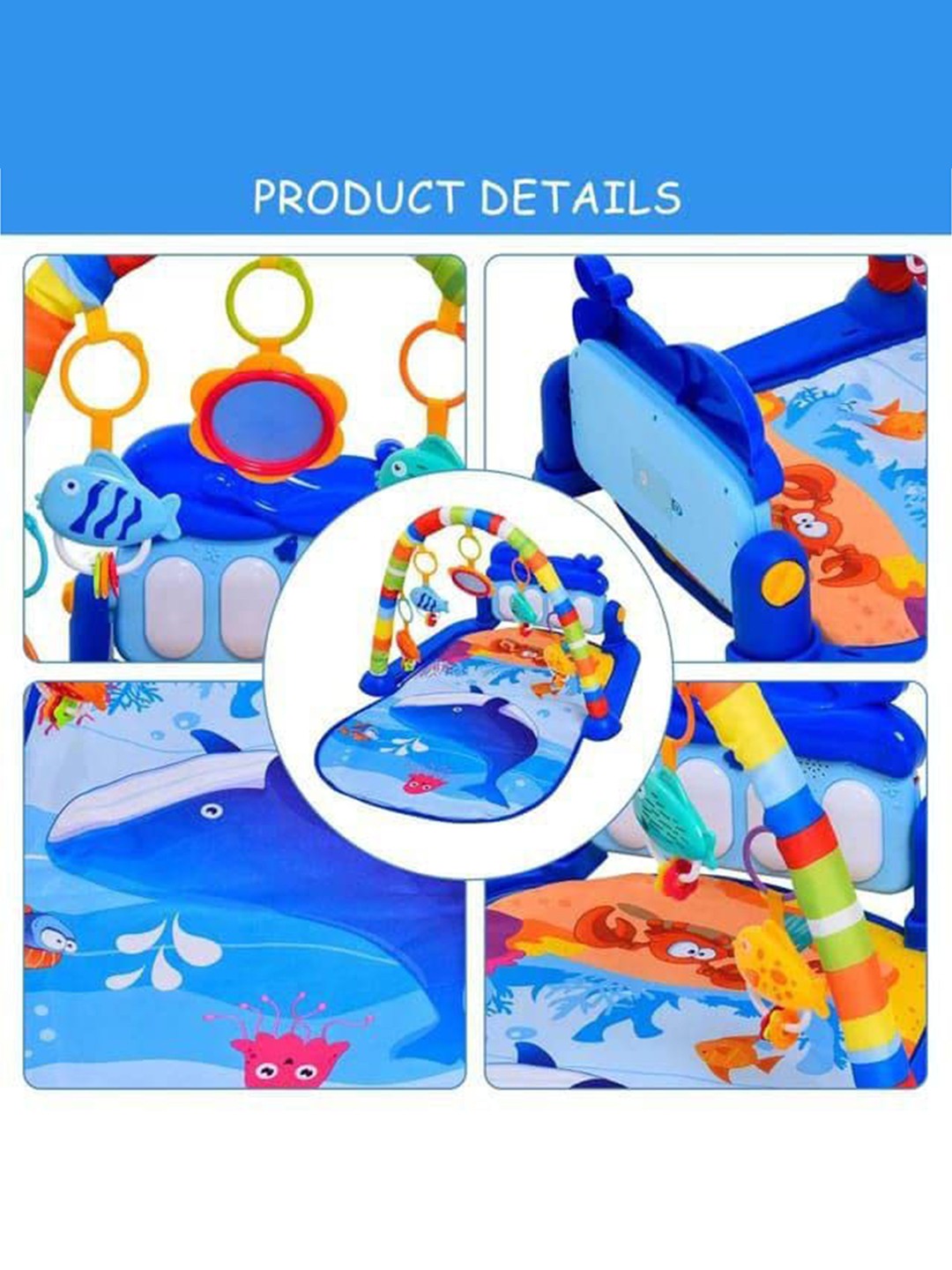 

PLANET of Toys Unisex Kids Musical Keyboard Piano Mat Rack, Blue