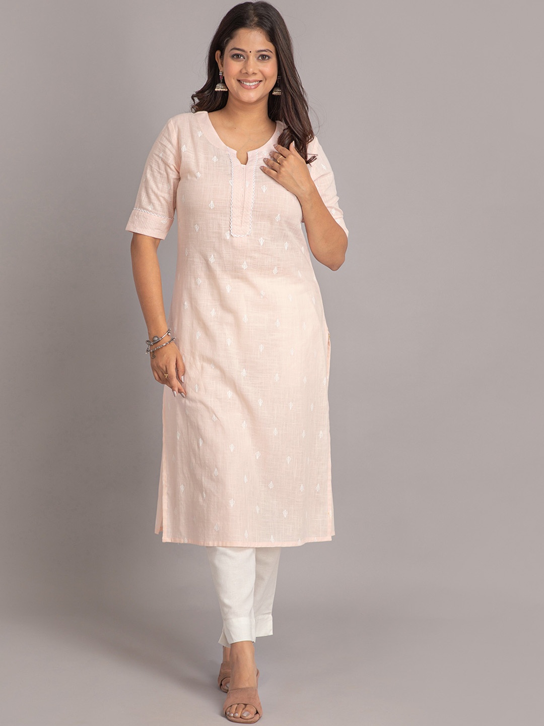 

SUTI Ethnic Motifs Printed Cotton Straight Kurta, Pink