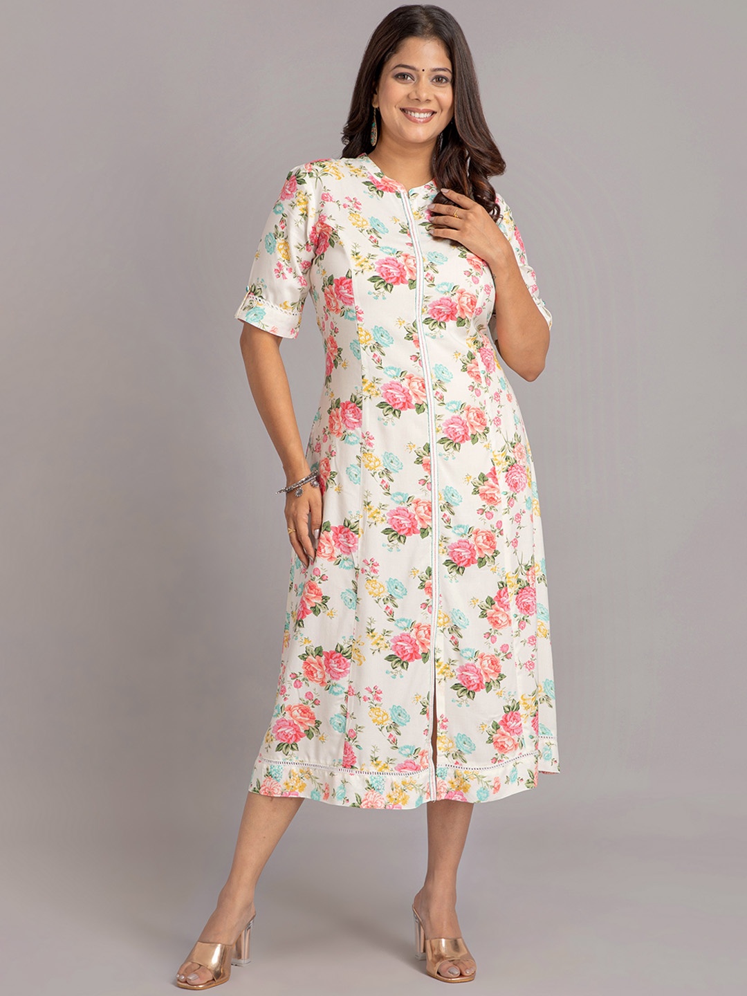 

SUTI Floral Printed Sequinned Kurta, White