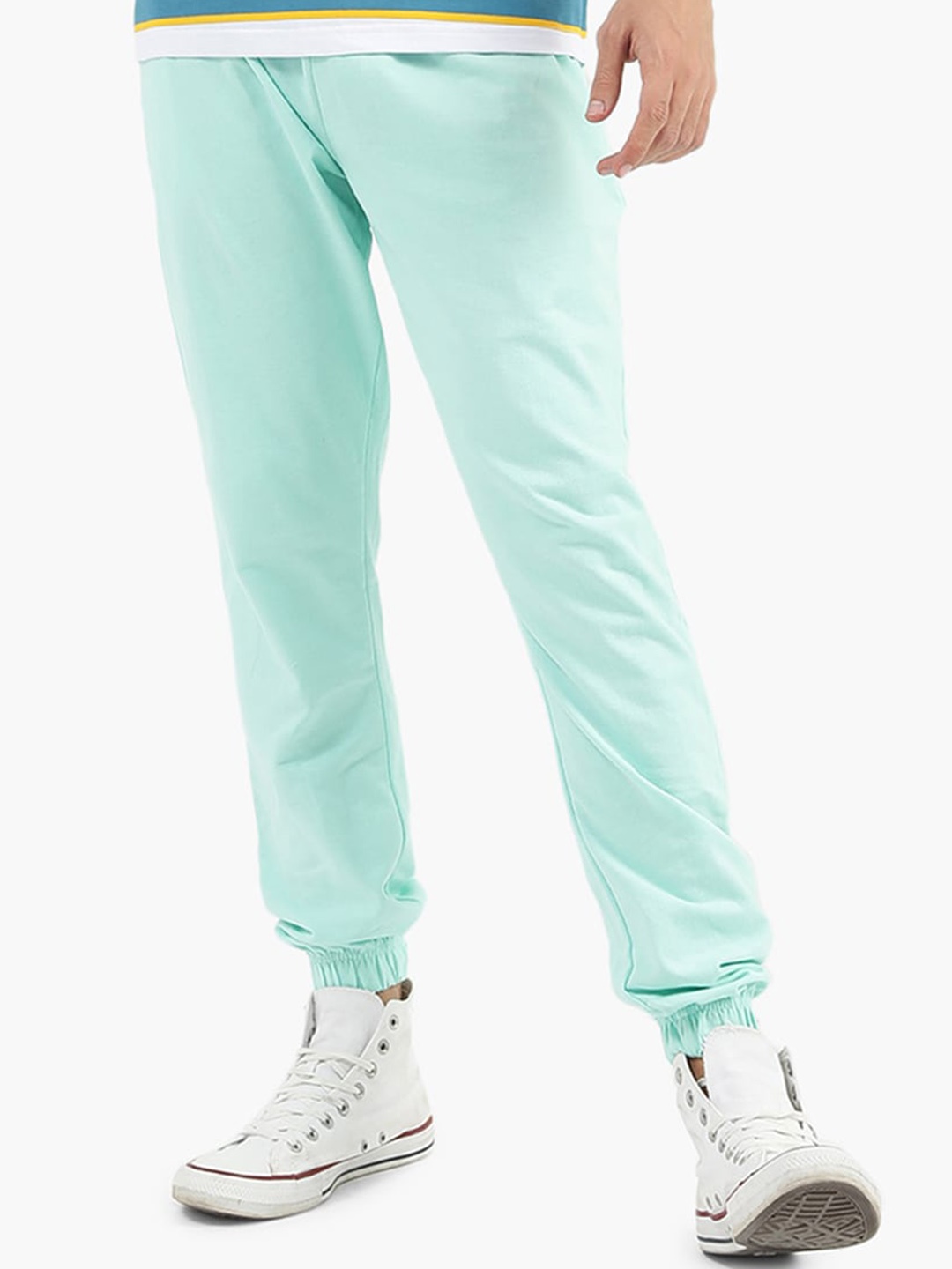 

Virgio Men Relaxed Fit Pure-Cotton Joggers, Sea green