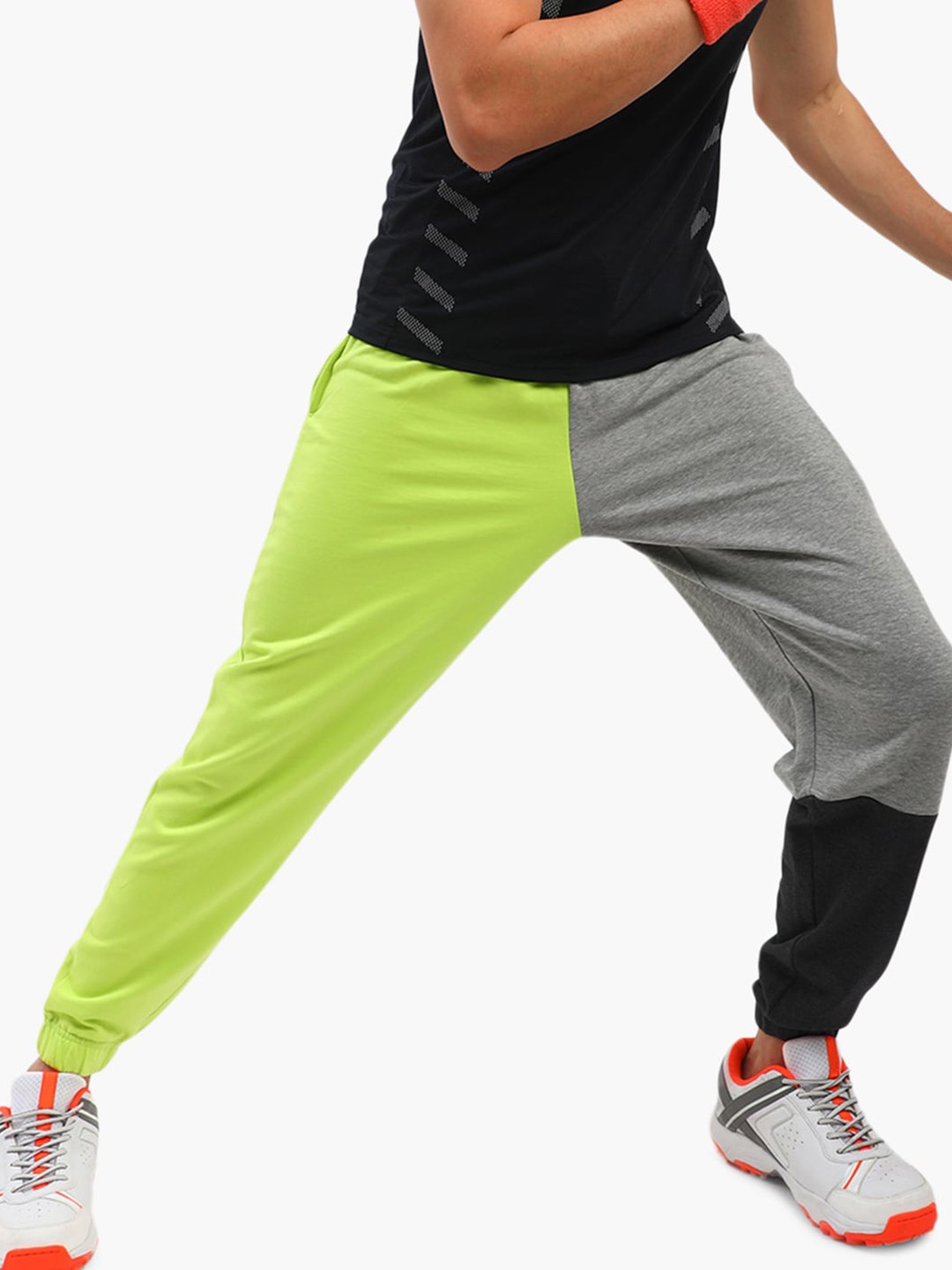 

Virgio Men Colourblocked Regular Fit Pure Cotton Joggers, Grey