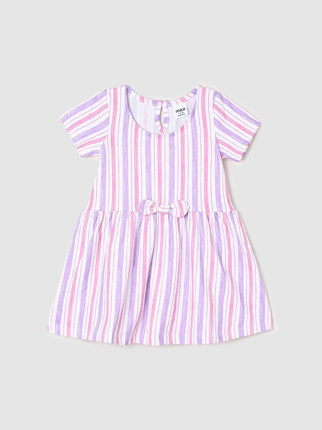 

max Vertical Striped Fit & Flare Cotton Dress, Purple