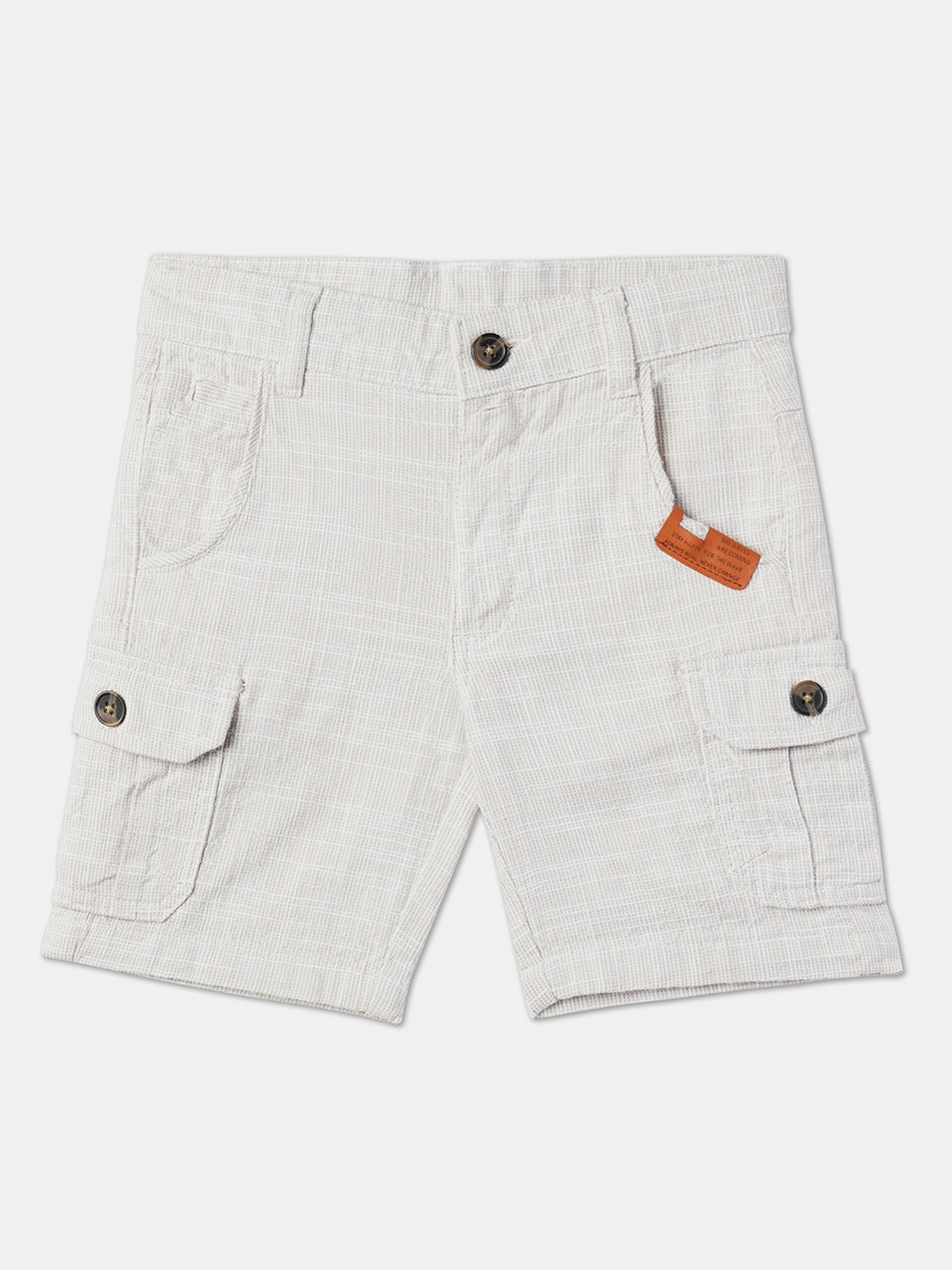 

R&B Boys Cotton Regular Fit Cargo Shorts, White